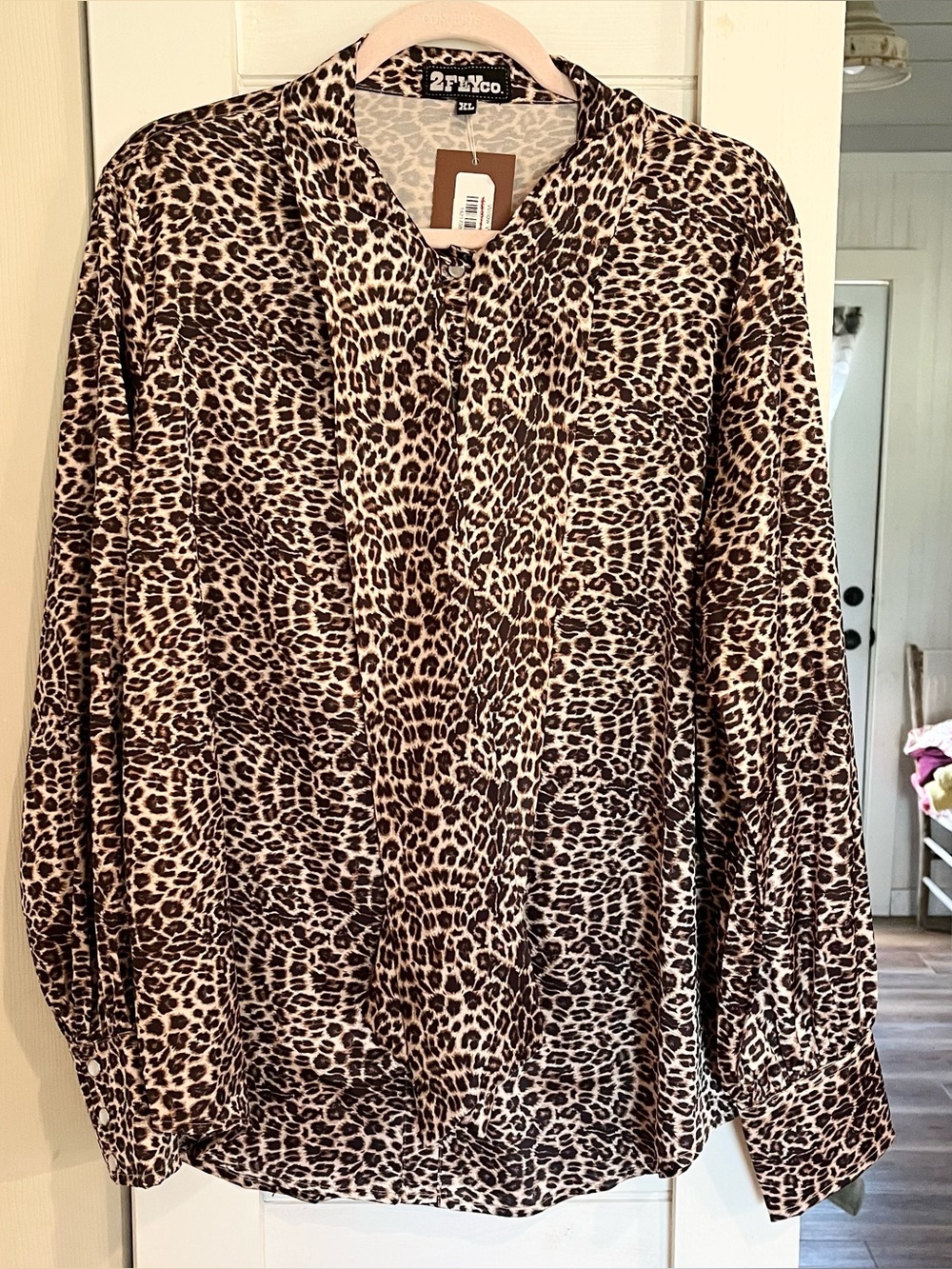 2 Fly Co Leopard Print Blouse - Brown/Cream